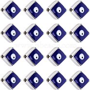 CCB Plastic Enamel Beads, Platinum Metal Color, Rhombus with Evil Eyes, Blue, 16.5x13x5mm, 100pcs/box(CCB-NB0001-04)