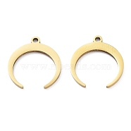 Ion Plating(IP) 316L Surgical Stainless Steel Pendants, Double Horn/Crescent Moon Charm, Real 18K Gold Plated, 16x15x1mm, Hole: 1.2mm(STAS-D046-03G)