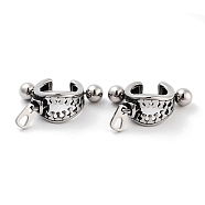 Zipper 316 Surgical Stainless Steel Shield Barbell Hoop Earrings, Cartilage Earrings for Women, Antique Silver, 19x9mm(EJEW-Z050-52AS)