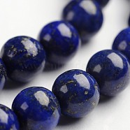Round Natural Lapis Lazuli Gemstone Bead Strands, Dyed, 6mm, Hole: 1mm, about 64pcs/strand, 14.9 inch(G-J333-05-6mm)