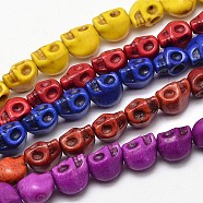 Dyed Synthetic Turquoise Bead Strands, Skull, Misty Rose, 10x8x10mm, Hole: 1mm, about 38~40pcs/strand, 15~15.5 inch(G-M145-M-B)