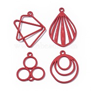 Spray Painted Alloy Pendants and Links, Fan & Oval & Three Rings, Red, 21~33x21~25x1~2.5mm, Hole: 2mm, 24pcs/set(PALLOY-X0037-35C)