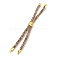 Nylon Cords Bracelet Makings Fit for Connector Charms, with Golden Brass Tree Slider Beads, Long-Lasting Plated, Tan, 8-5/8 inch(22cm), Hole: 1.9mm(AJEW-P116-01G-14)