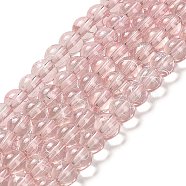 Drawbench Transparent Glass Beads Strands, Spray Painted, Round, Pink, 6mm, Hole: 1.3~1.6mm, 31.4 inch(GLAD-Q012-6mm-02)
