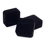 Square Velvet Bracelet Boxes, Displaying Bracelets, Black, 9x9x4cm, Bracelet Mould: 52x46mm(X-BC099-1)