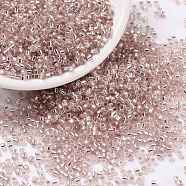 Cylinder Seed Beads, Silver Lined, Round Hole, Uniform Size, Misty Rose, 2x1.5mm, Hole: 0.8mm, about 40000pcs/bag, about 450g/bag(SEED-H001-G18)