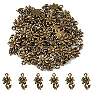 Tibetan Style Alloy Pendants, Flower, Cadmium Free & Lead Free, Antique Bronze, 19x10x2mm, Hole: 2mm(TIBEP-YW0001-03AB)