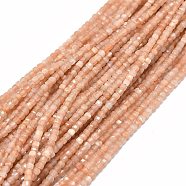 Natural Peach Moonstone Beads Strands, Cube, 2x2x2mm, Hole: 0.6mm, about 173pcs/strand, 15.55''(39.5cm)(G-E576-71)