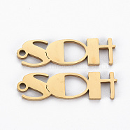 Ion Plating(IP) 201 Stainless Steel Pendants, Cut, Word SDH, Golden, 23.5x7x1mm, Hole: 1.4mm(STAS-Q240-072G)