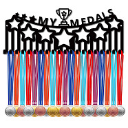 Iron Medal Holder Frame, 20 Hooks Medals Display Hanger Rack, with Screws, Black, Trophy, 150x400mm, Hole: 5mm(ODIS-WH0028-106)