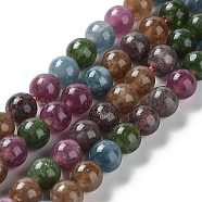 Dyed Natural Malaysia Jade Beads Strands, Round, Colorful, 6~6.5mm, Hole: 1mm, about 30pcs/strand, 7.28 inch(18.5cm)(G-G021-01A-02)