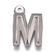 304 Stainless Steel Pendants, Alphabet, Letter.M, 16x11x2mm, Hole: 1mm(X-STAS-H119-01P-M)