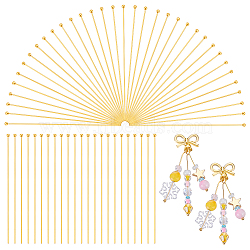 200Pcs 304 Stainless Steel Ball Head Pins, Real 24K Gold Plated, 50x0.6mm, 22 Gauge, Head: 1.8mm(STAS-PH0006-92)