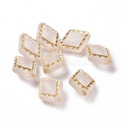 Plating Transparent Acrylic Beads, Golden Metal Enlaced, Rhombus, Linen, 18x14x9~9.5mm, Hole: 1.5mm, 530pcs/500g(OACR-P013-30E)