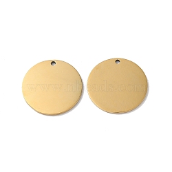 304 Stainless Steel Pendants, Stamping Blank Tag, Flat Round Charm, Real 18K Gold Plated, 25x1.3mm, Hole: 1.8mm(X-STAS-Q308-09T-G)