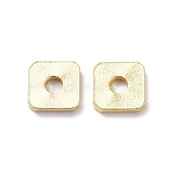 Brass Spacer Beads, Cadmium Free & Lead Free, Square, Real 24K Gold Plated, 6x6x1mm, Hole: 2mm(KK-R149-11G)