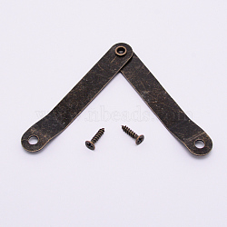 Iron Hinge, with Screw, Jewelry Box Accessories, Antique Bronze, 64.5x10x5.5mm, Hole: 3.8mm, Screw: 10.5x4.5mm, Unfold: 119x10x4.5mm(IFIN-WH0034-39AB-01)