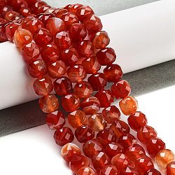 Natural Agate Dyed Beads Strands, Faceted, Cube, FireBrick, 7x8x7mm, Hole: 1mm, about 47~48pcs/strand, 13.35~13.46''(33.9~34.2cm)(G-H028-A08-02)