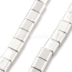 Synthetic Magnetic Hematite Beads Strands, 2-Hole, Rectangle, Platinum Plated, 5.5~6x6x3mm, Hole: 1.4mm, about 65pcs/strand, 16.14''(41cm)(G-M095-N01-01P)