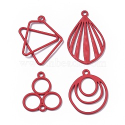 Spray Painted Alloy Pendants and Links, Fan & Oval & Three Rings, Red, 21~33x21~25x1~2.5mm, Hole: 2mm, 24pcs/set(PALLOY-X0037-35C)