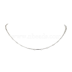 Brass Bar Link Chain Necklaces, Stainless Steel Color, 17.32~17.56 inch(440~446mm)(NJEW-JN04748-02)