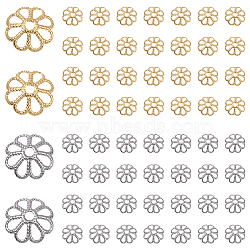 100Pcs 2 Colors 316 Stainless Steel Bead Caps, Multi-Petal, Flower, Mixed Color, 8.5x2.5mm, Hole: 1.5mm, 50pcs/color(STAS-YW0003-39)