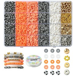 DIY Bracelet Kits, Including Handmade Polymer Clay Beads, CCB Plastic Spacer Beads, Alloy Spacer Beads, Mixed Color, 6x1mm, Hole: 2mm, 5 colors, 28g/color, 140g(DIY-YW0009-14)