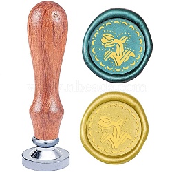 Wax Seal Stamp Set, Sealing Wax Stamp Solid Brass Head,  Wood Handle Retro Brass Stamp Kit Removable, for Envelopes Invitations, Gift Card, Floral Pattern, 83x22mm(AJEW-WH0210-013)