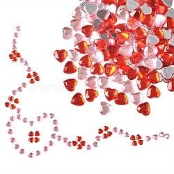 2 Colors Imitation Taiwan Acrylic Rhinestone Cabochons, Flat Back & Faceted, Heart, Mixed Color, 10x10x3mm, 2 colors, 150pcs/color, 300pcs/box(GACR-SZ0001-08)