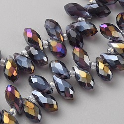 Transparent Facted Glass Beads, Top Drilled, Teardop, Colorful, 11.5~12x6mm, Hole: 0.7mm, about 94~96pcs/strand, 43~46cm(GLAA-WH0031-58A)
