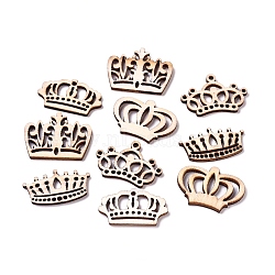 Laser Cut Wood Shapes, Unfinished Wooden Embellishments, Poplar Wood Cabochons, Crown, Blanched Almond, 17.5~25.5x31.5~32.5x2.5mm, about 100pcs/bag(WOOD-L009-05)