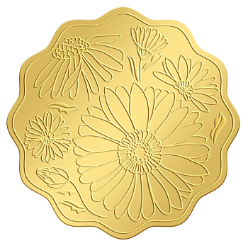 Self Adhesive Gold Foil Embossed Stickers, Medal Decoration Sticker, April Daisy, 5x5cm