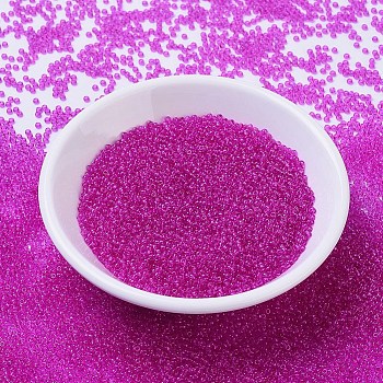 MIYUKI Round Rocailles Beads, Japanese Seed Beads, (RR1310) Dyed Transparent Fuchsia, 11/0, 2x1.3mm, Hole: 0.8mm, about 5500pcs/50g
