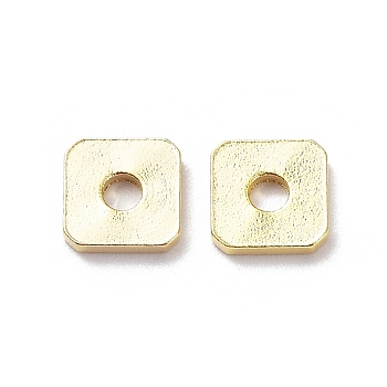 Brass Spacer Beads, Cadmium Free & Lead Free, Square, Real 24K Gold Plated, 6x6x1mm, Hole: 2mm
