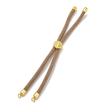 Nylon Cords Bracelet Makings Fit for Connector Charms, with Golden Brass Tree Slider Beads, Long-Lasting Plated, Tan, 8-5/8 inch(22cm), Hole: 1.9mm
