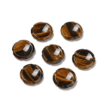 Natural Tiger Eye Worry Stones, Flower Shape, 37.5~38x38x7~7.5mm