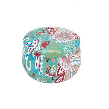 Printed Tinplate Storage Box, for Jewelry & Aromatherapy Candle & Candy Box, Flower Pattern, Colorful, 7.7x5cm
