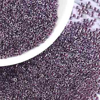 MIYUKI Round Rocailles Beads, Japanese Seed Beads, (RR3208) Magic Purple Cranberry Lined Crystal, 15/0, 1.5mm, Hole: 0.7mm, about 5555pcs/bottle, 10g/bottle