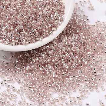 Cylinder Seed Beads, Silver Lined, Round Hole, Uniform Size, Misty Rose, 2x1.5mm, Hole: 0.8mm, about 40000pcs/bag, about 450g/bag