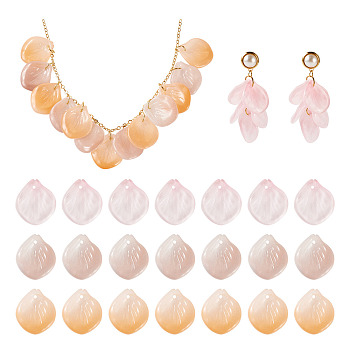 60Pcs Handmade Transparent Lampwork Pendants, Camellia Petal Charms, Mixed Color, 20x18x4.5mm, Hole: 1mm, 20pcs/color