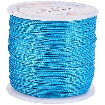 PandaHall Elite Round Waxed Polyester Cords, Twisted Cord, Dark Cyan, 0.5mm, about 106m/roll