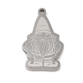304 Stainless Steel Pendants, Gnome Charm, Stainless Steel Color, 25x14.5x1.5mm, Hole: 1mm
