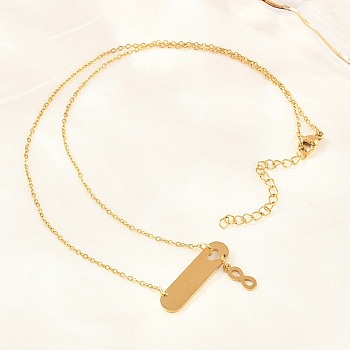 304 Stainless Steel Long Oval with Infinity Pendant Necklaces, Ion Plating(IP), Long-Lasting Plated, Golden, 19.09 inch(48.5cm)