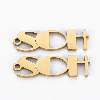 Ion Plating(IP) 201 Stainless Steel Pendants, Cut, Word SDH, Golden, 23.5x7x1mm, Hole: 1.4mm