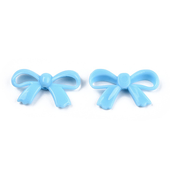 Opaque Acrylic Beads, Bowknot, Light Sky Blue, 18x30x5.5mm, Hole: 1.6mm, about 600pcs/500g