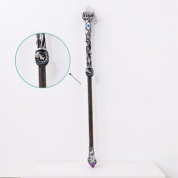 Natural Quartz Crystal Twelve Constellation Magic Wand, Cosplay Magic Wand, for Witches and Wizards, Sagittarius, 290mm