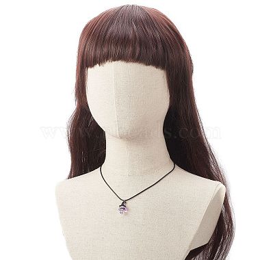 Alloy Witch Hat with Glass Mushroom Pendant Necklace for Women(NJEW-JN04255)-3