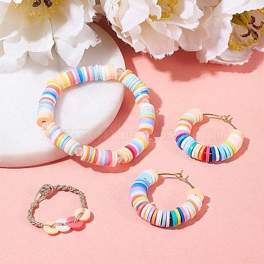 Flat Round Eco-Friendly Handmade Polymer Clay Bead Spacers(CLAY-R067-4.0mm-40)-6