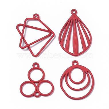Red Mixed Shapes Alloy Pendants