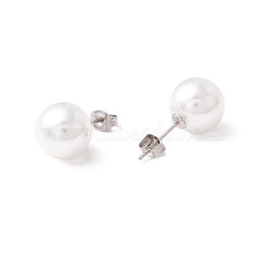6 Pair Shell Pearl Round Ball Stud Earrings(EJEW-A067-18B-P)-4